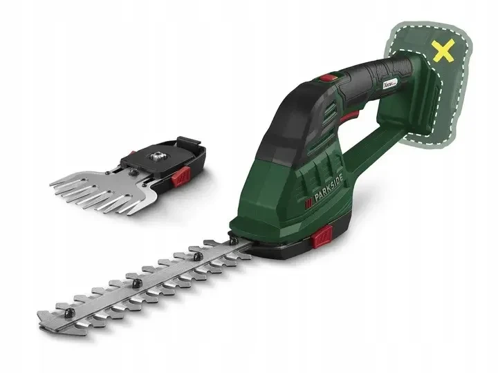 Акумуляторні ножиці для трави та кущів Parkside PAGS 20-Li A1 2 в 1 20V з ножем 12 см та 18 см без акумулятора і зарядного пристрою