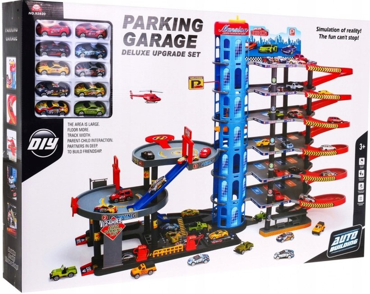 Паркінг на 7 рівнів для дітей від 3 років вертоліт + 10 машинок + ліфт + гірки (ZPG.92820) (5903864950137) - зображення 1