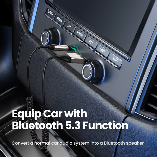 Bluetooth-адаптер UGREEN CM309 Bluetooth Car Receiver Aux с микрофоном Space Gray (2000129) - изображение 3