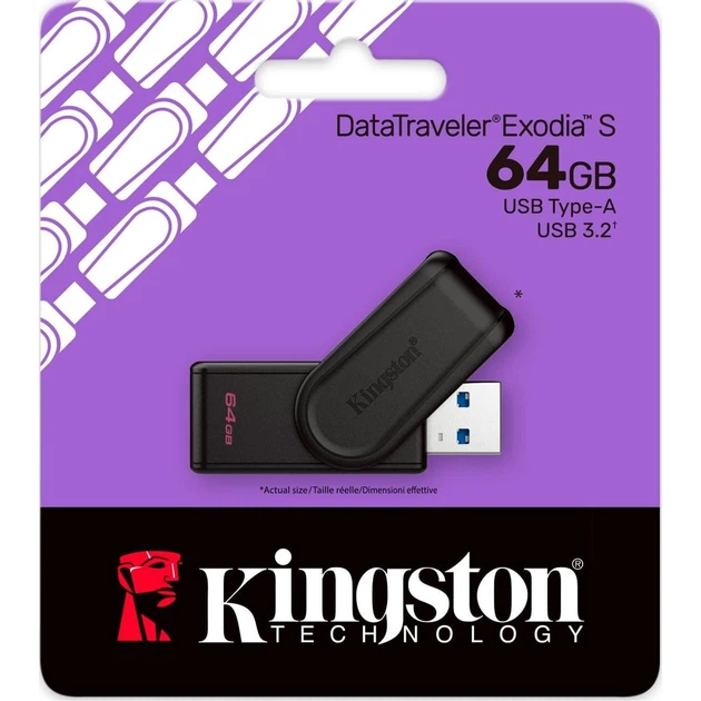 Накопичувач Kingston 64GB USB 3.2 Type-A Gen1 DT Exodia S - изображение 3