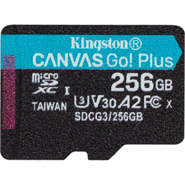 Карта памяти Kingston MicroSDXC 256GB UHS-I/U3 Class 10 Canvas Go! Plus R170/W90MB/s (SDCG3/256GBSP) - Фото 1 Карта памяти Kingston MicroSDXC 256GB UHS-I/U3 Class 10 Canvas Go! Plus R170/W90MB/s (SDCG3/256GBSP) - изображение 1