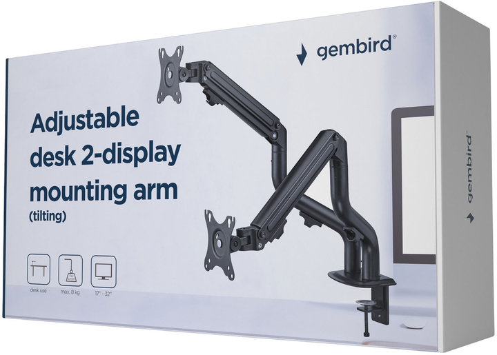 Настільне кріплення Gembird Double Monitor 17-32" Black (MA-DA2P-02) - зображення 9