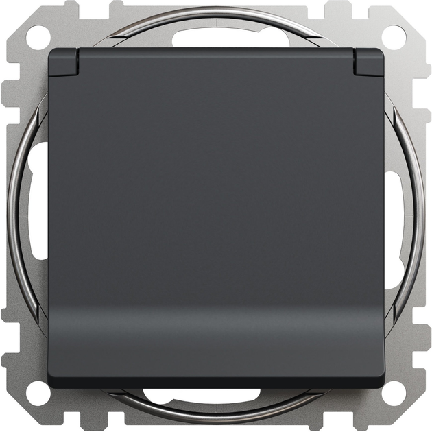 Gniazdo z uziemieniem Schneider Electric Sedna Design IP44 Antracyt (SDD214024) - obraz 1