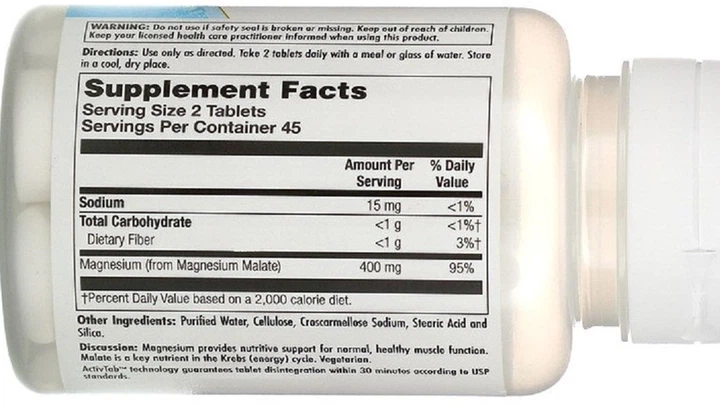 Магний Малат KAL Magnesium Malate 400 мг 90 таблеток - изображение 2