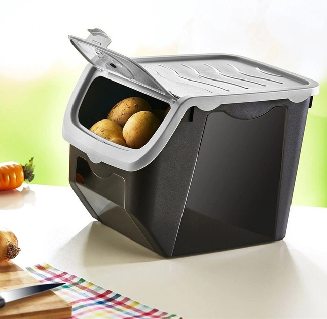 Pojemnik na warzywa i owoce Orion z pokrywą Szary 12 l (5907610283265) - obraz 2