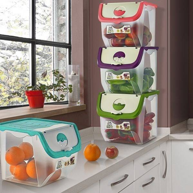 Pojemnik na warzywa i owoce Orion z pokrywą Turkusowy 12 l (5907610285504) - obraz 3