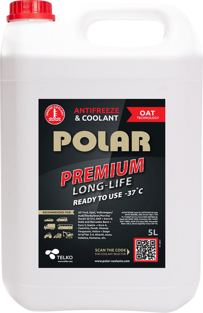 Антифриз Polar Premium LL G12 -37°C 5 л Червоний 001274 (6413040001274) - зображення 1