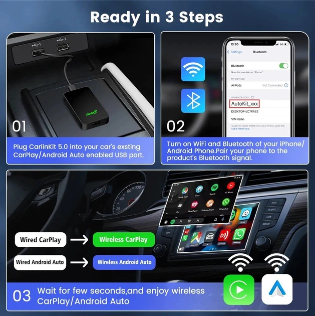 Адаптер CarlinKit 5.0 2air для беспроводного Apple CarPlay / Android Auto (CPC200 2air) - изображение 7