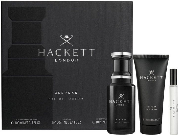 Zestaw męski Hackett London Bespoke Woda perfumowana 100 ml + Żel pod prysznic 100 ml + Miniaturka Woda perfumowana 10 ml (8436611100259) - obraz 1
