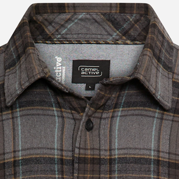 Рубашка хлопковая мужская Camel Active Longsleeve Shirt 409146-6S46-27 M Серый/Коричневый (4063366131364) - изображение 4