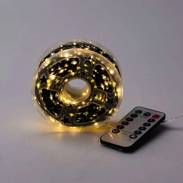 Новорічна гірлянда кімнатна Роса з пультом 100 м 1000 LED нитка зелений провід Жовте сяйво 1000L100MGY - Фото 9 Новорічна гірлянда кімнатна Роса з пультом 100 м 1000 LED нитка зелений провід Жовте сяйво 1000L100MGY - изображение 9