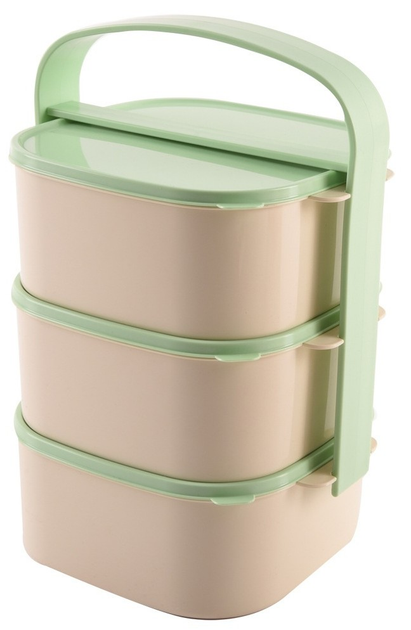 Набір харчових контейнерів Orion пластиковий 3-рівневий Зелений 3 x 1.15 л (8592381145293) - зображення 2