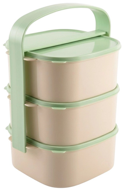 Набір харчових контейнерів Orion пластиковий 3-рівневий Зелений 3 x 1.15 л (8592381145293) - зображення 3