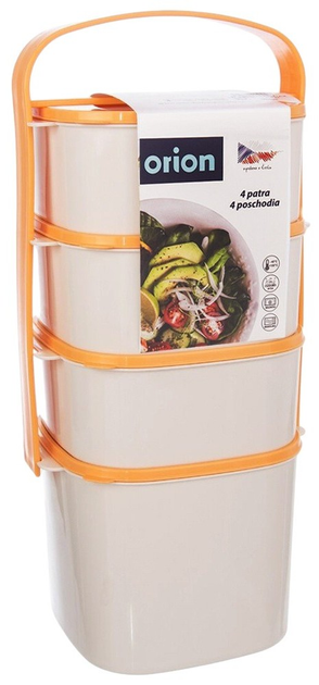 Набір харчових контейнерів Orion пластиковий 4-рівневий Помаранчевий 4 шт (8592381151096) - зображення 1