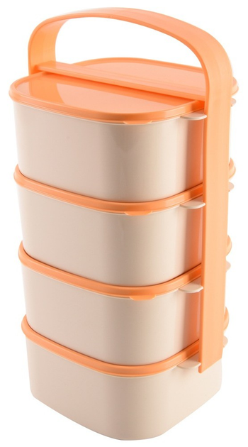 Набір харчових контейнерів Orion пластиковий 4-рівневий Помаранчевий 4 x 1.15 л (8592381145309) - зображення 2