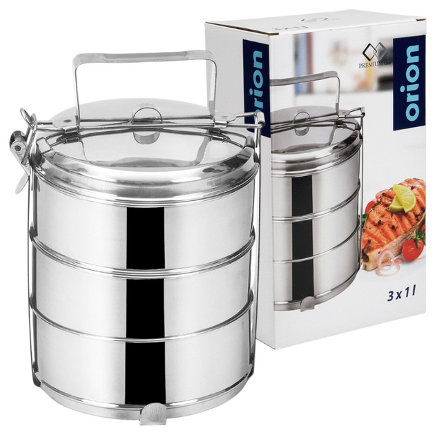 Набір харчових контейнерів Orion сталевий 3-рівневий Сріблястий 3 x 1 л (8595116719769) - зображення 5