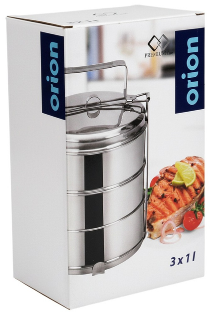 Набір харчових контейнерів Orion сталевий 3-рівневий Сріблястий 3 x 1 л (8595116719769) - зображення 7