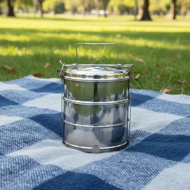 Набір харчових контейнерів Orion сталевий 3-рівневий Сріблястий 3 x 1 л (8595116719769) - зображення 9