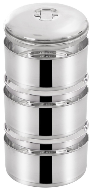 Набір харчових контейнерів Orion сталевий 3-рівневий Сріблястий 3 x 1.3 л (8592381164171) - зображення 3