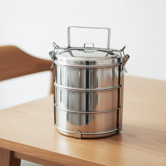 Набір харчових контейнерів Orion сталевий 3-рівневий Сріблястий 3 x 1.3 л (8592381164171) - зображення 7