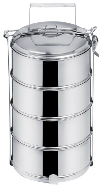 Набір харчових контейнерів Orion сталевий 4-рівневий Сріблястий 4 x 1 л (8595116730597) - зображення 1