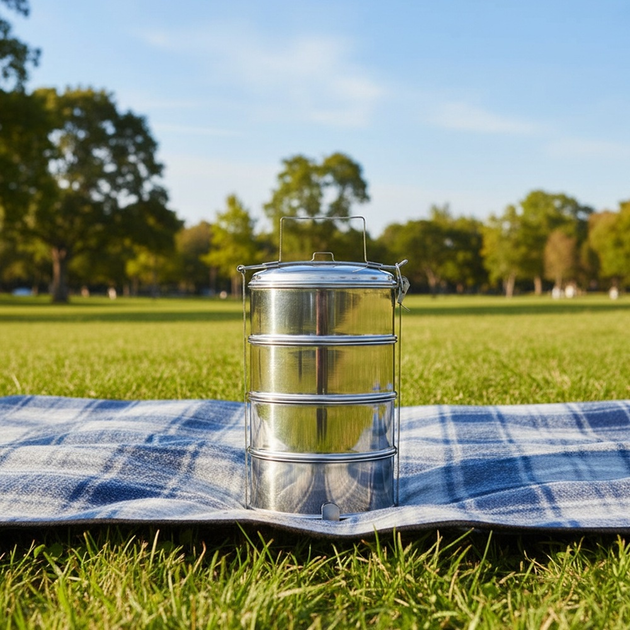 Набір харчових контейнерів Orion сталевий 4-рівневий Сріблястий 4 x 1 л (8595116730597) - зображення 9