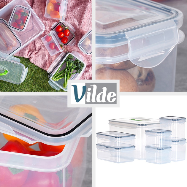 Zestaw pojemników na żywność Vilde z pokrywkami i uszczelkami 7 szt (5904316473143) - obraz 6