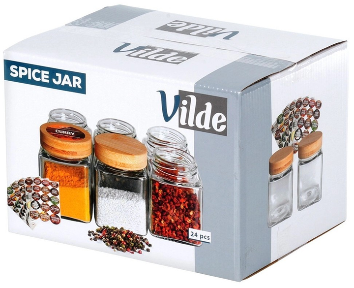 Zestaw pojemników do przechowywania Vilde z drewnianymi pokrywkami i naklejkami 24 szt (5904316491796) - obraz 5