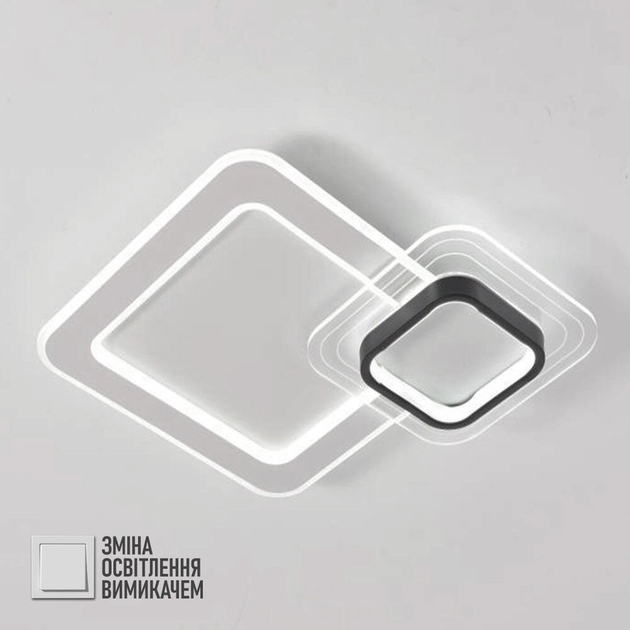 Светильник потолочный светодиодный LUMINARIA MERVIN 75W 7500Лм S ON/OFF WHITE/BLACK 220V IP20 480х480х70мм - изображение 3