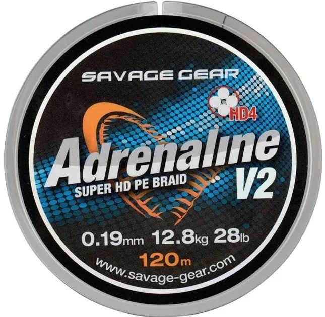 Plecionka Savage Gear Adrenaline V2 HD4 120 m 0.10 mm 6 kg Szary (SAV-54827) - obraz 1