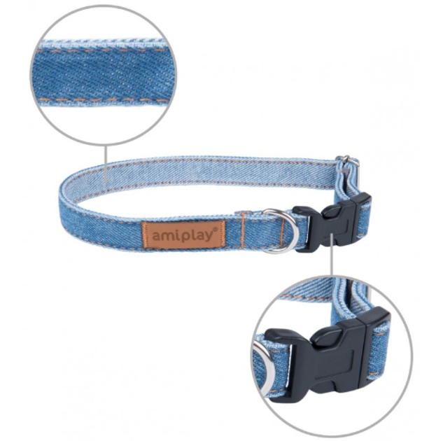 Obroża dla psa Comfy by AquaEl AMIPLAY regulowana S Denim Niebieska (5907563271562) - obraz 2