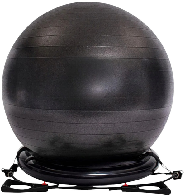 М'яч для вправ SportVida SV-HE0033 з експандерами 75 см Чорний - зображення 1