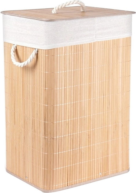 Kosz na pranie Vilde bambusowy Beżowy 70 l (5904316463038) - obraz 1