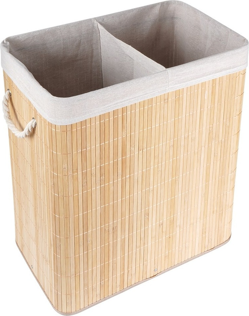 Kosz na pranie Vilde bambusowy Beżowy 90 l (5904316463045) - obraz 3