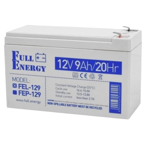 Свинцово-кислотная аккумуляторная батарея Full Energy FEL-129 12В 9А·час гелевая (GEL) (FEL-129) - Фото 1 Свинцово-кислотная аккумуляторная батарея Full Energy FEL-129 12В 9А·час гелевая (GEL) (FEL-129) - изображение 1