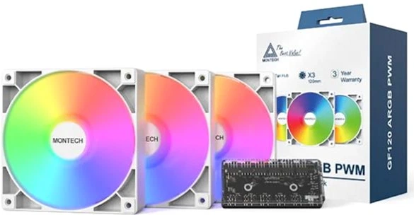 Zestaw wentylatorów Montech 120 mm (GF120 V2 ARGB PWM 3I1(W)) - obraz 2