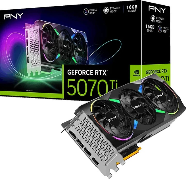 Karta graficzna PNY PCI-Ex GeForce RTX 5070 Ti ARGB Epic-X RGB OC Triple Fan 16GB GDDR7 (256bit) (2300/28000) (HDMI, 3 x DisplayPort) (VCG5070T16TFXXPB1-O) - obraz 10