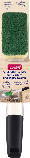 Губка з тримачем-дозатором для миття посуду Profissimo Spülmittelspender mit Geschirr- und Topfschwa - Фото 1 Губка з тримачем-дозатором для миття посуду Profissimo Spülmittelspender mit Geschirr- und Topfschwa - зображення 1