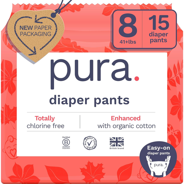 Підгузки-трусики Pura Eco Nappy Pants 8 (19+кг) 15шт - Фото 7 Підгузки-трусики Pura Eco Nappy Pants 8 (19+кг) 15шт - зображення 7