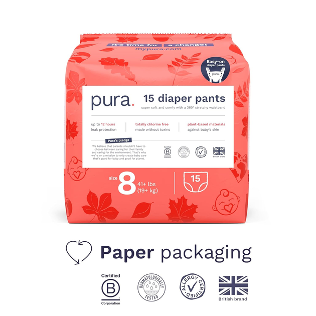 Підгузки-трусики Pura Eco Nappy Pants 8 (19+кг) 15шт - Фото 8 Підгузки-трусики Pura Eco Nappy Pants 8 (19+кг) 15шт - зображення 8