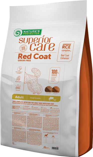 Sucha karma bezzbożowa Nature's Protection Superior Care Red Coat Grain Free Adult Small Breeds with Salmon dla dorosłych psów o rudym umaszczeniu dla małych ras 10 kg NPSC47231 (4771317472311) - obraz 1