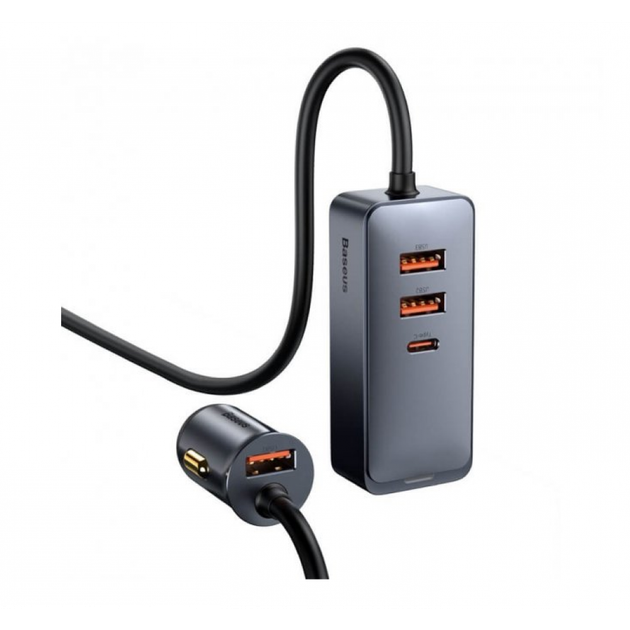 Зарядка в прикурювач 120Вт 4x USB Type-C подовжувач Baseus Share Together CCBT-B0G - Фото 3 Зарядка в прикурювач 120Вт 4x USB Type-C подовжувач Baseus Share Together CCBT-B0G - зображення 3
