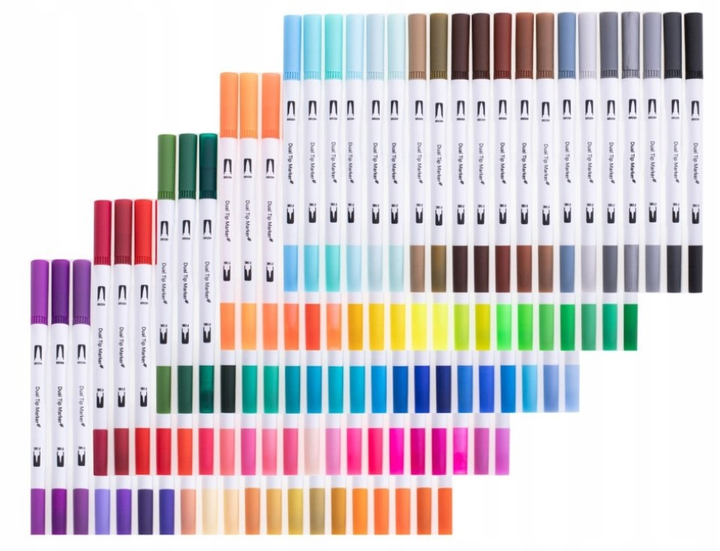 Набір фломастерів KIK Dual Tip Brush Pens 100 шт (5903039731615) - зображення 3