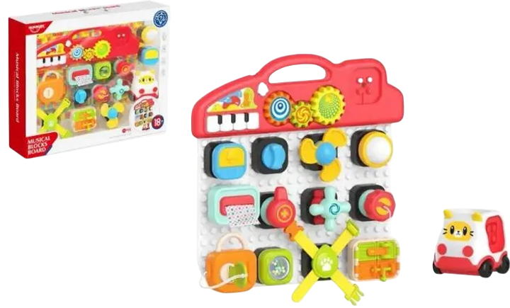 Zabawka dla malucha Swede tablica manipulacyjna z autkiem 15 elementów (5902496211180) - obraz 1