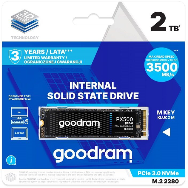 SSD диск Goodram PX500 Gen.3 2TB M.2 2280 PCIe 3.0 x4 NVMe 3D NAND QLC (SSDPR-PX500-02T-80-G3) - зображення 3