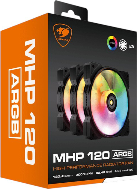 Набір з 3 вентиляторів Cougar MHP 120 ARGB Black (CGR-CF-MHP12HB3-RGB) - зображення 8