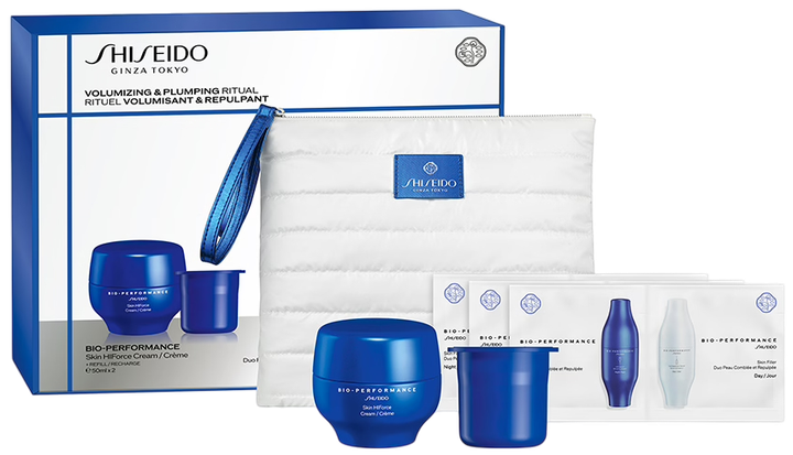 Zestaw Shiseido Bio-Performance Skin HiForce Cream Case Krem do twarzy 50 ml + Wkład wymienny 50 ml + Kosmetyczka 1 szt (3423222136062) - obraz 1