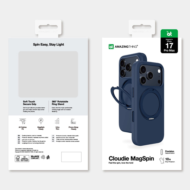 Etui plecki AMAZINGthing Cloudie with stand do Apple iPhone 17 Pro Max Blue (IP176.9PCBU) - obraz 5