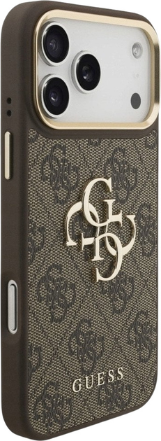 Панель Guess 4G Big 4G Classic Logo Big Strap Metal Buttons для Apple iPhone 17 Pro Max Brown (3666339488741) - зображення 4