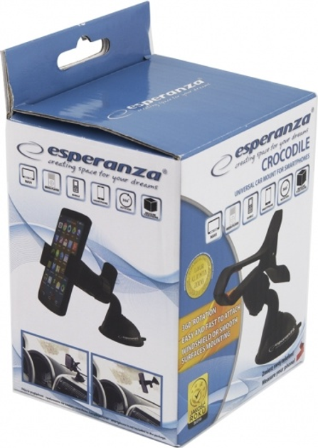 Uchwyt samochodowy do telefonów Esperanza Crocodile Czarny EMH103 (5901299908761) - obraz 3